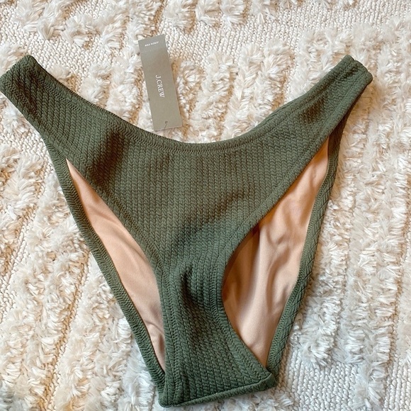 J Crew textured high rise green bikini bottoms NWT - Picture 2 of 5